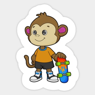 Monkey as Skater with Skateboard Sticker